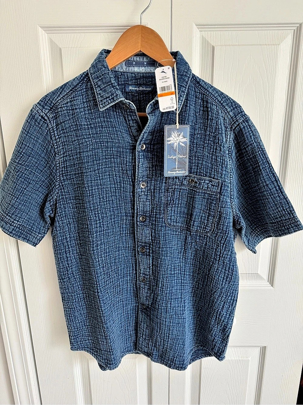 Tommy Bahama Indigo Palms Cotton Short Sleeve Shirt in Blue Size Small NWT